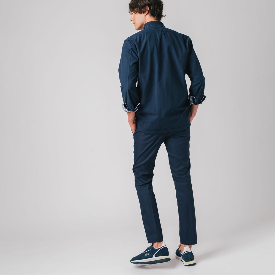 ラコステ LACOSTE リバーシブルスナップボタンシャツ （ネイビー 