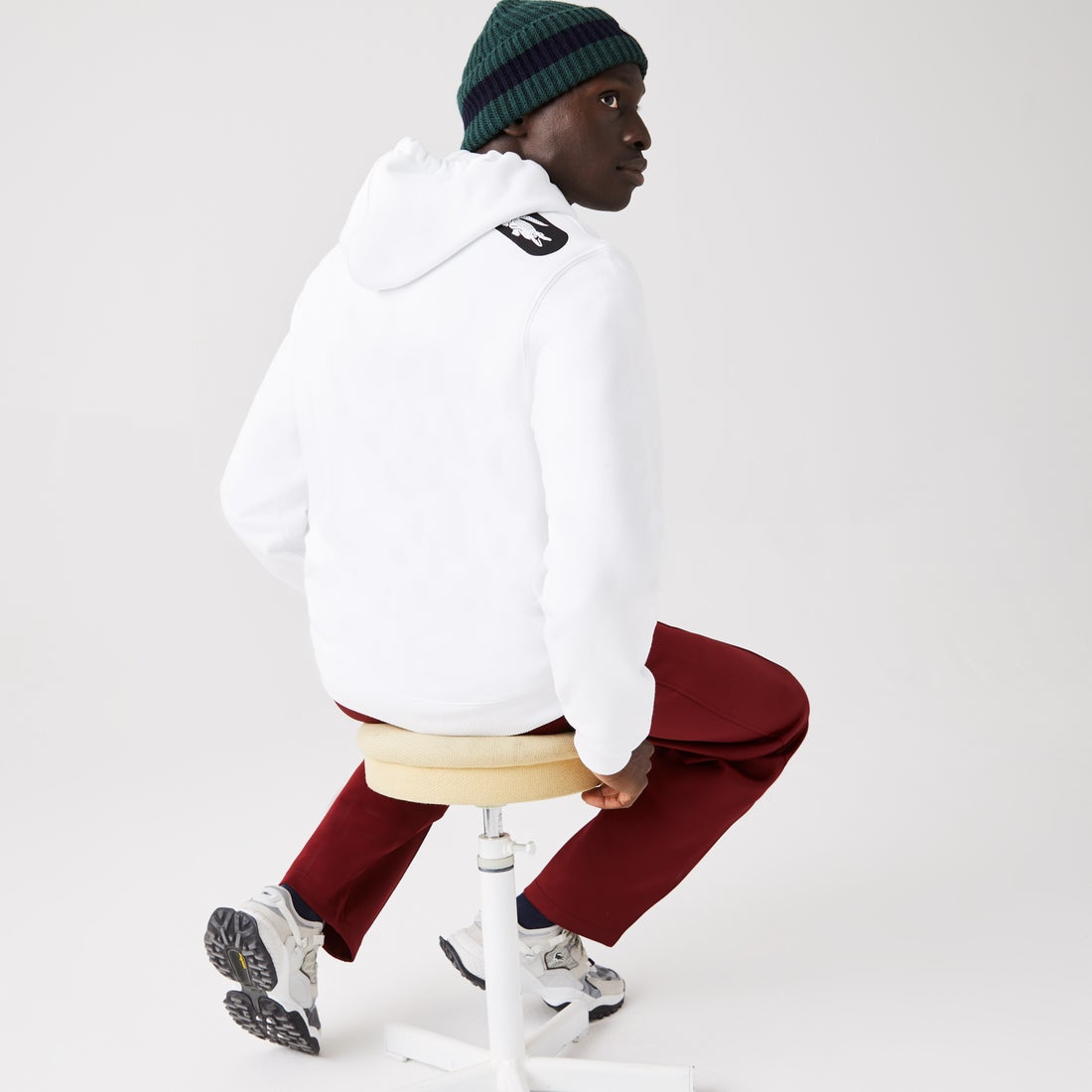 ラコステ LACOSTE ロゴプリントフードスウェットシャツ （ホワイト