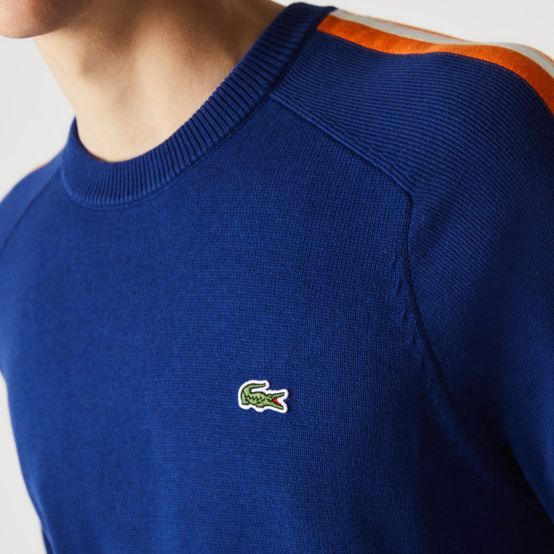 ラコステ LACOSTE スリーブボーダークルーネックニットセーター