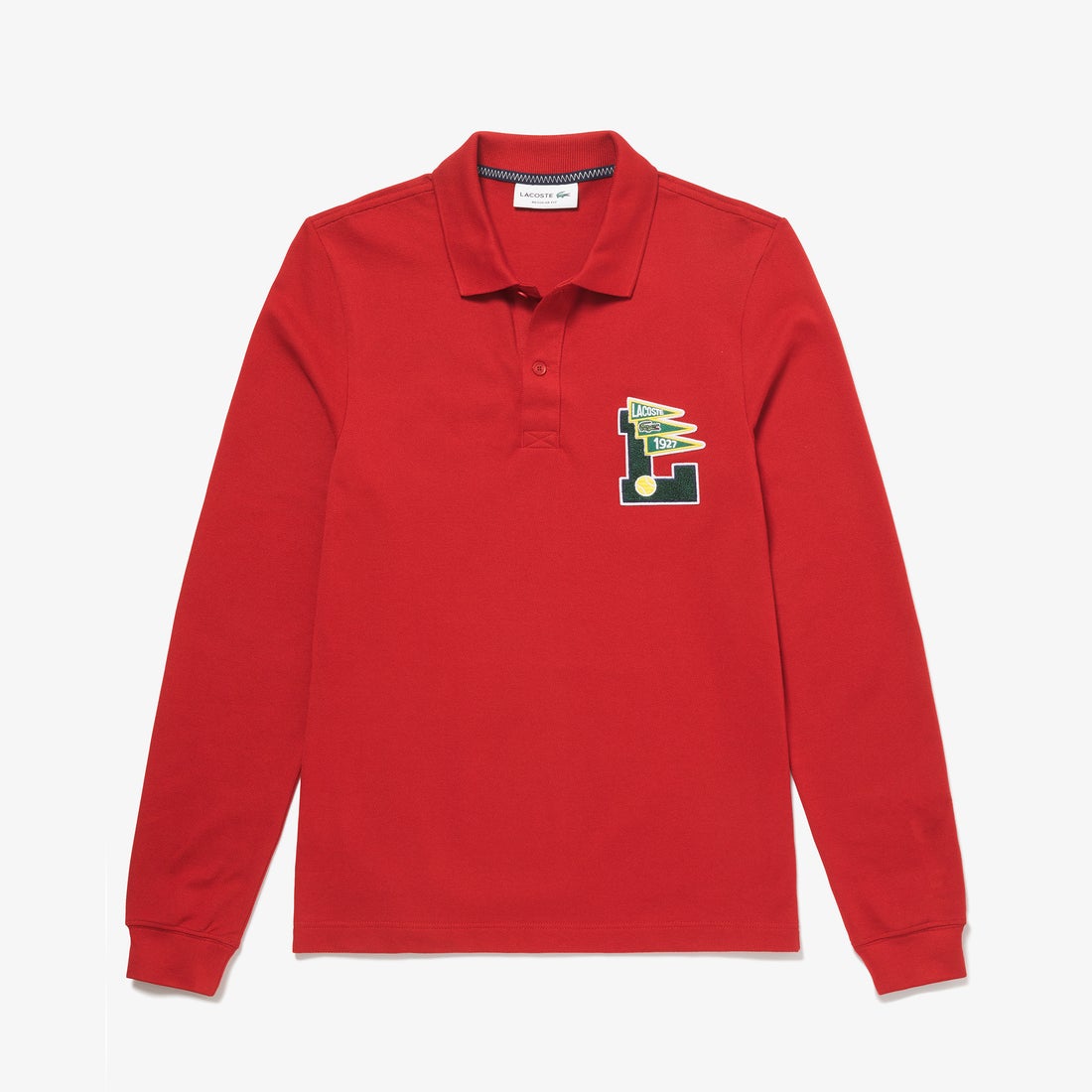 ラコステ LACOSTE イニシャルワッペン長袖ポロシャツ （レッド 