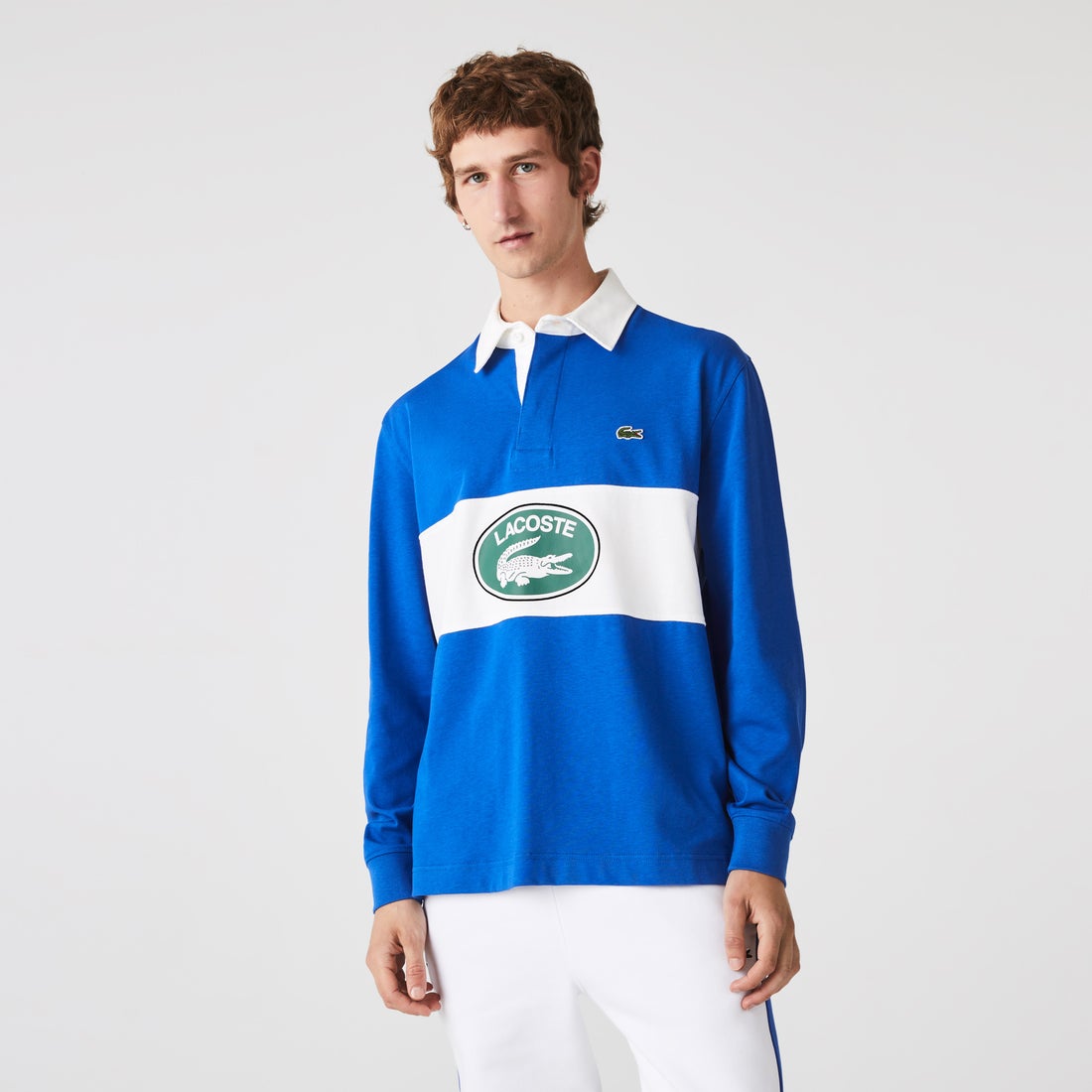 ラコステ LACOSTE パネルボーダーヘリテージグラフィックラガーシャツ