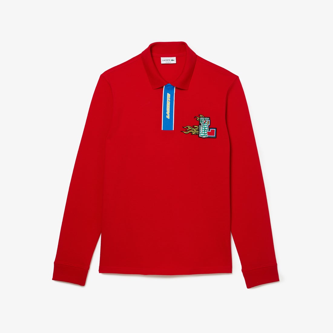 ラコステ LACOSTE ジャカードフライフロント長袖ポロシャツ （レッド 