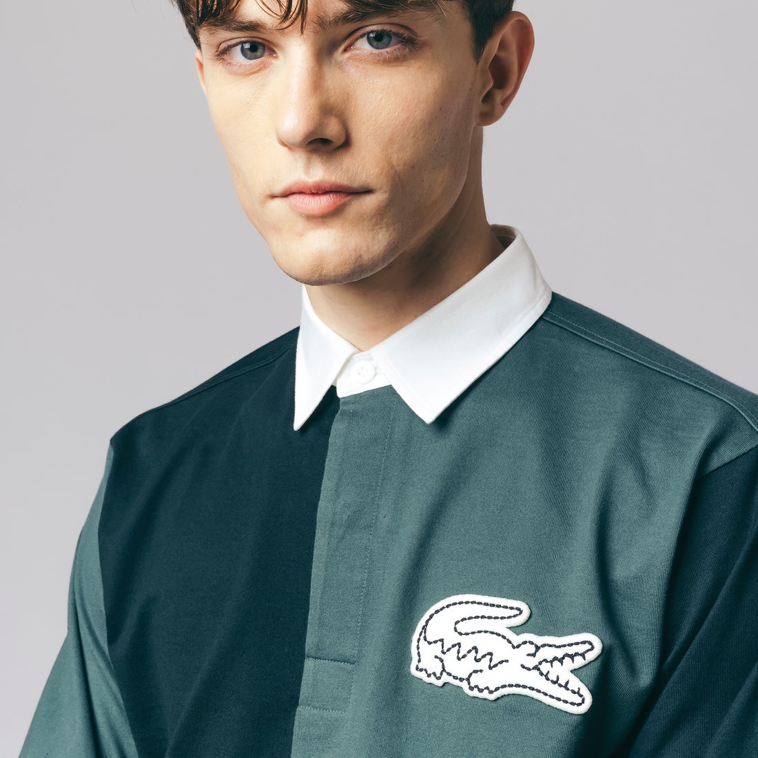 ラコステ LACOSTE カラーブロックラガーシャツ （オフホワイト 