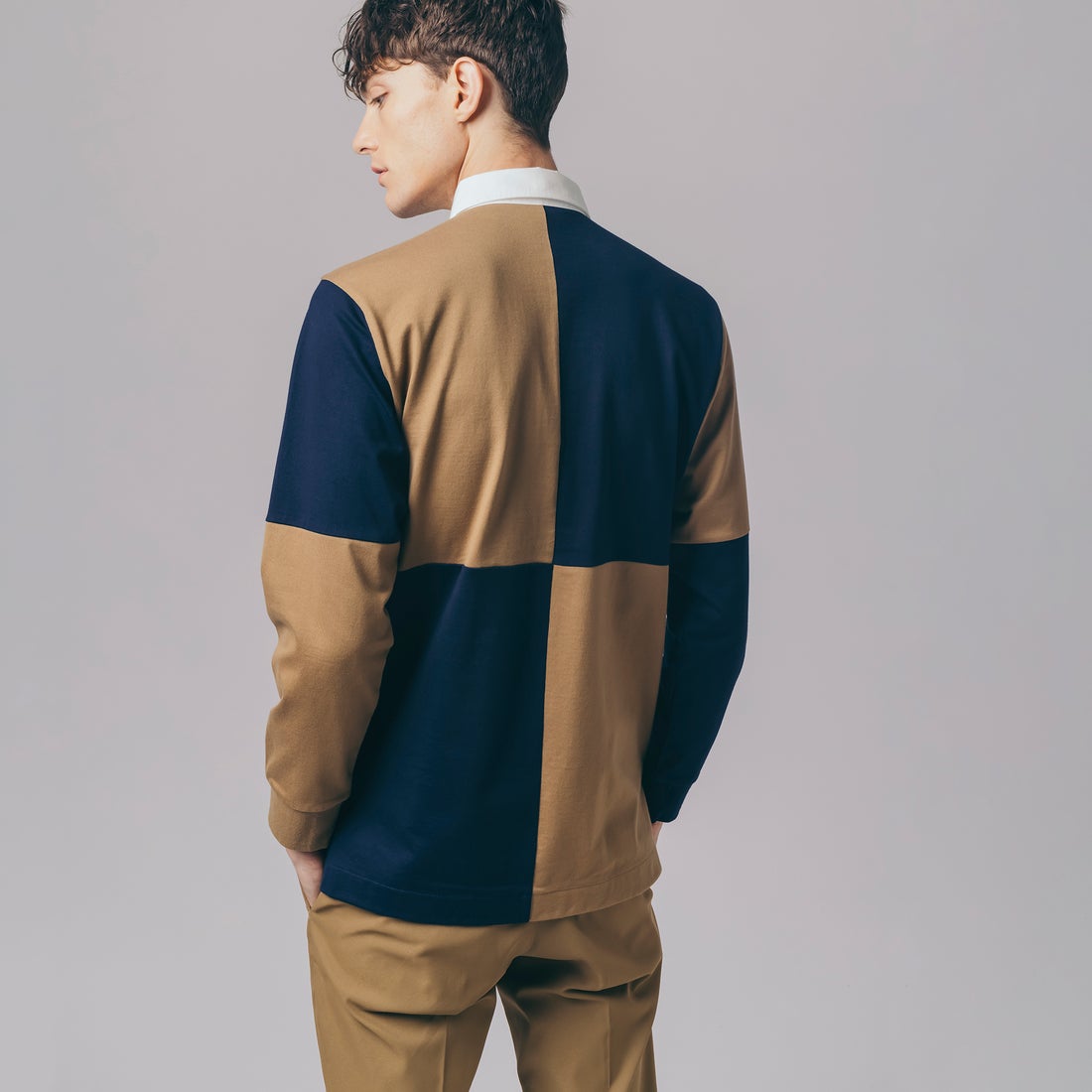 ラコステ LACOSTE カラーブロックラガーシャツ （オフホワイト