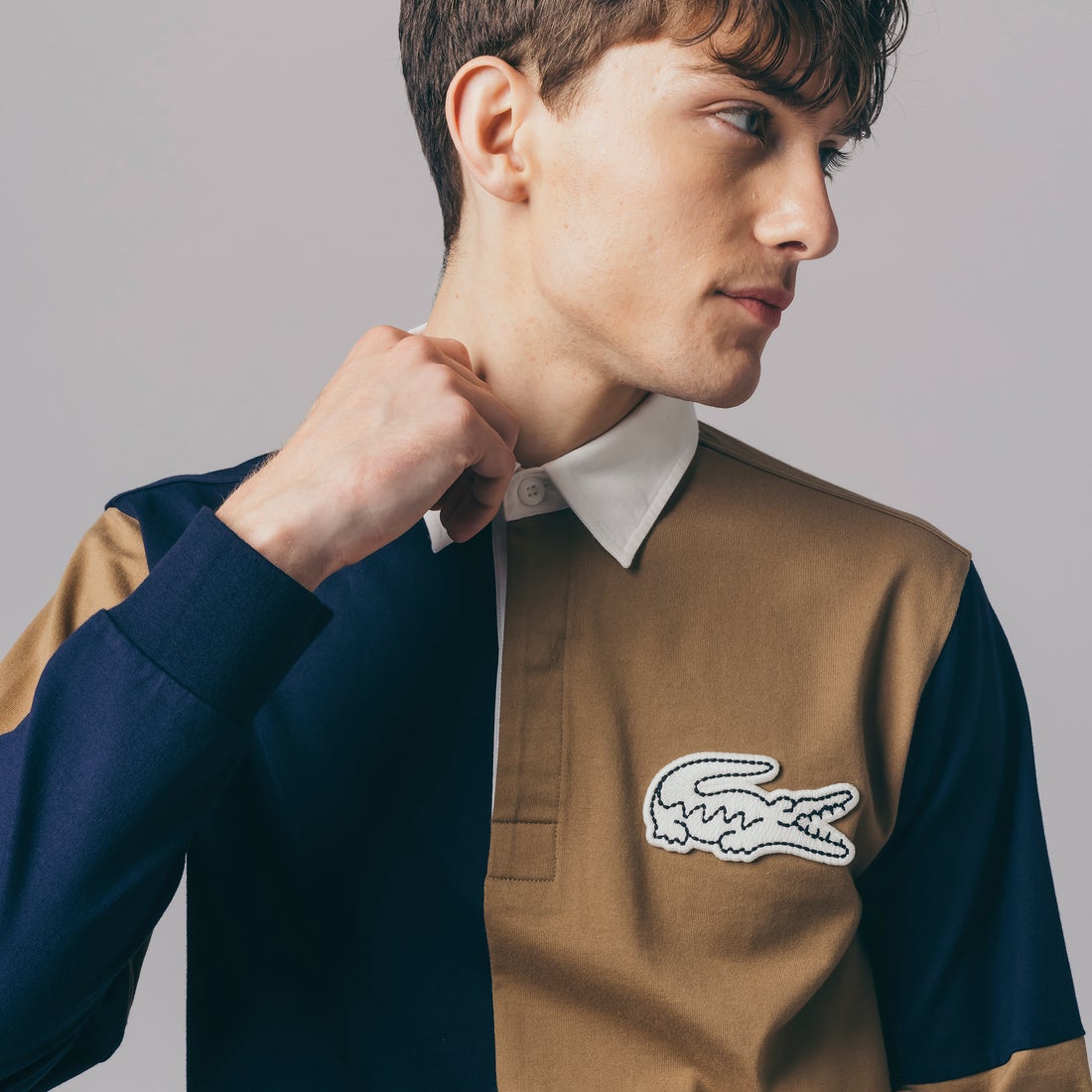 ラコステ LACOSTE カラーブロックラガーシャツ （オフホワイト 