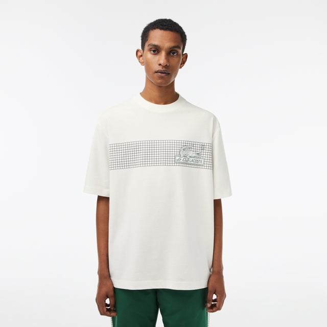
                    クラシックテニスプリントルーズフィットTシャツ （オフホワイト）