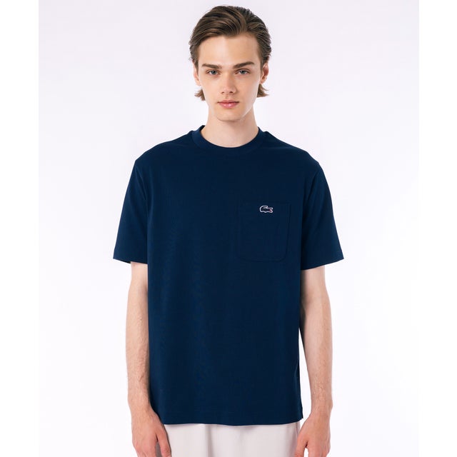 アウトラインクロックポケット半袖Tシャツ （ネイビー)