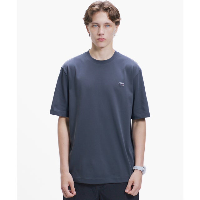 二層構造 消臭 速乾 UVカット ワンポイント アウトラインロゴクルーネック半袖Tシャツ （グレー）