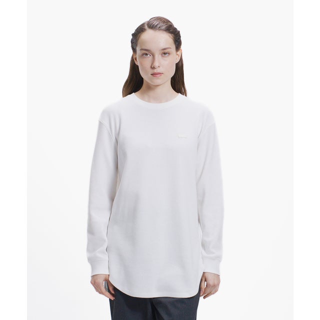 ラウンドヘム ワッフルロングスリーブTシャツ （オフホワイト）