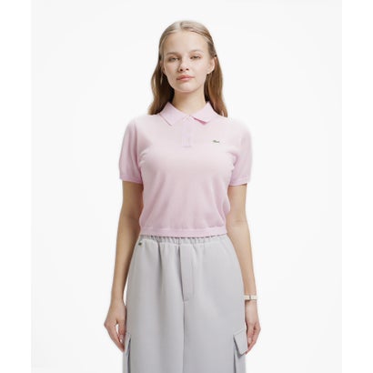 ラコステ LACOSTE シアーラメニットポロシャツ （ベビーピンク）｜詳細画像