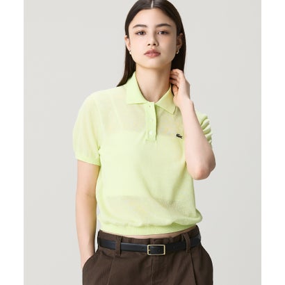ラコステ LACOSTE シアーラメニットポロシャツ （ベビーピンク）｜詳細画像