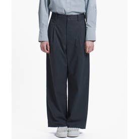 微起毛ツイル タックワイドパンツ （ダークグレー）