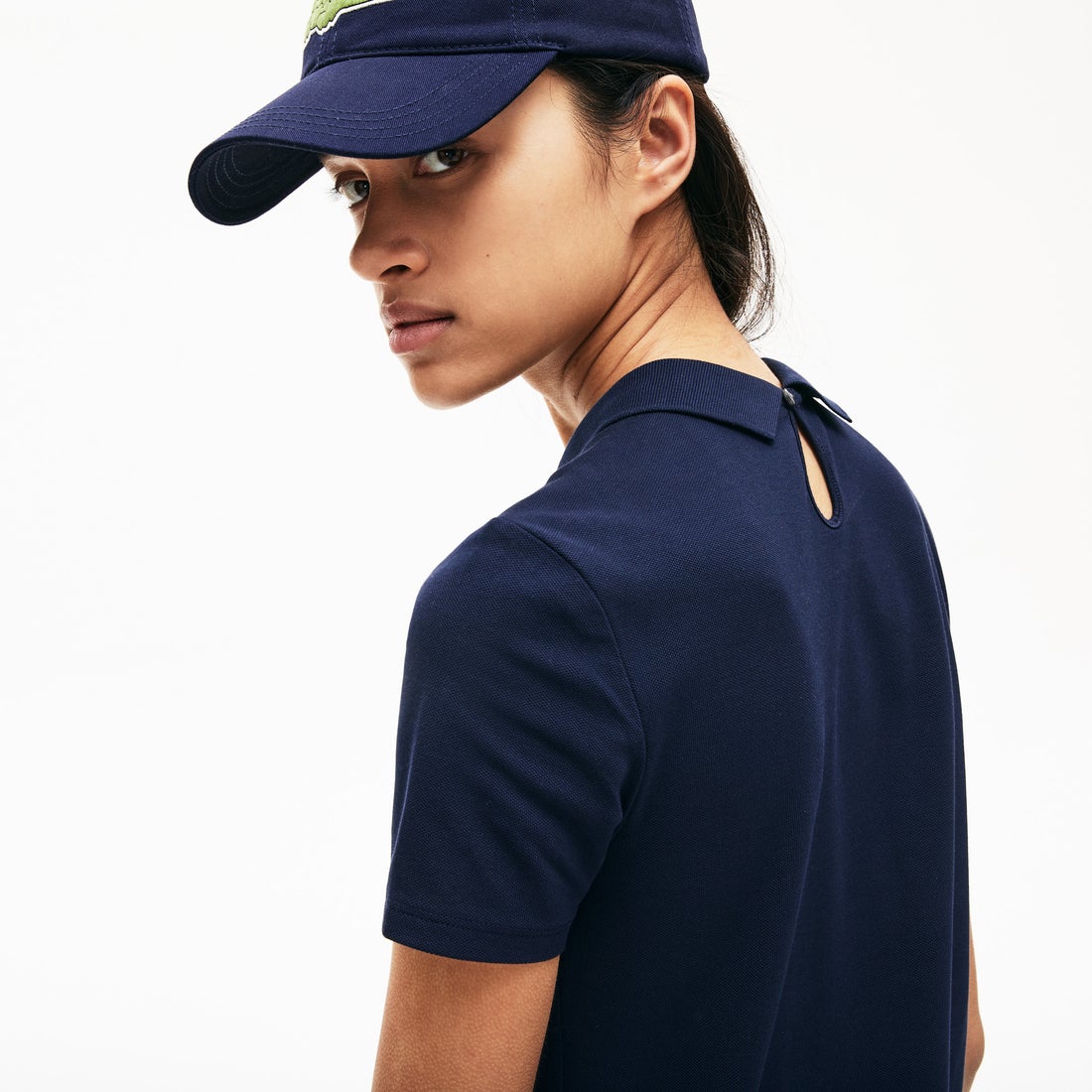 ラコステ LACOSTE 『LACOSTE L!VE』バックネックオープンポロドレス