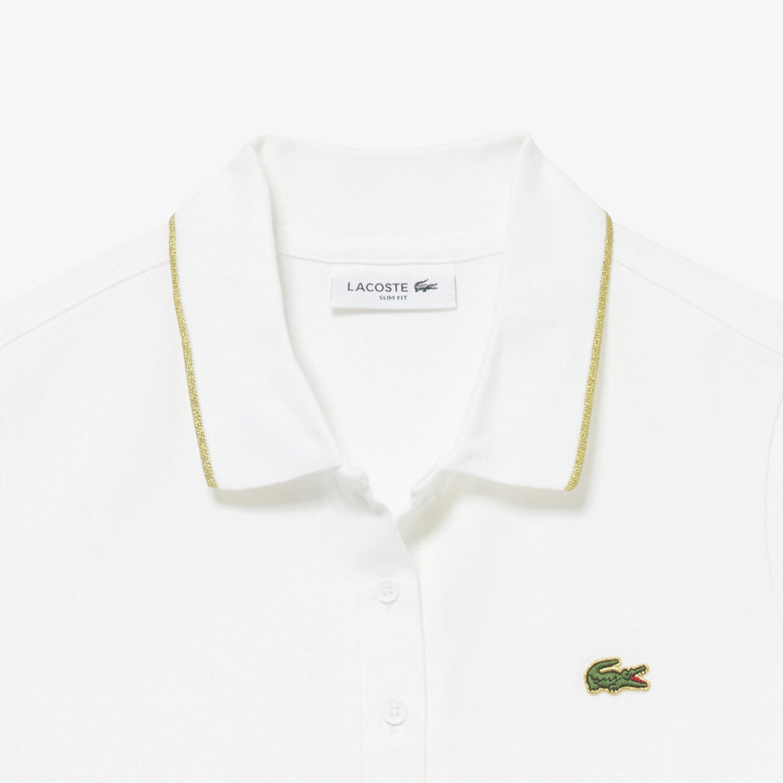 ラコステ LACOSTE ゴールドステッチポロドレス （ホワイト 