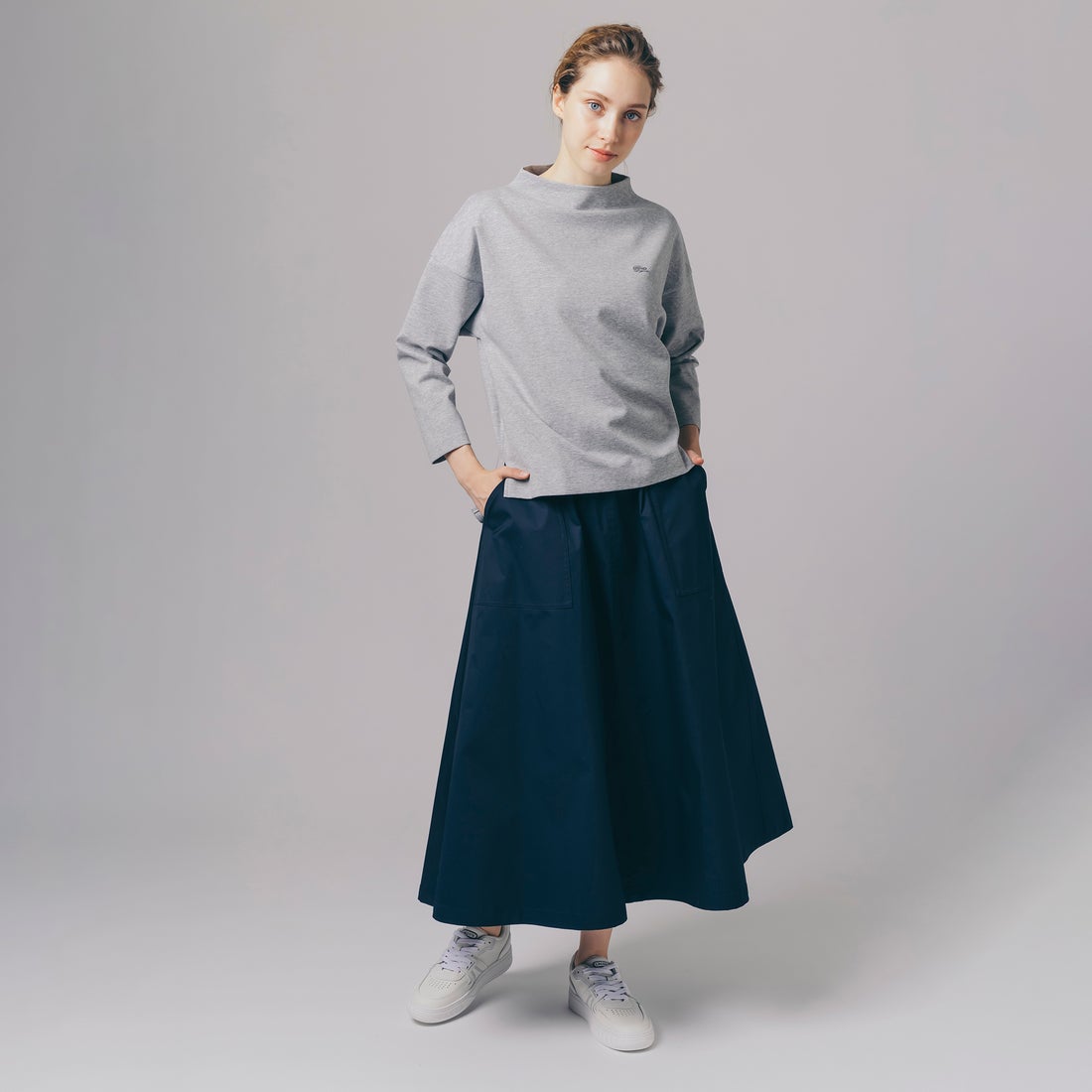 ラコステ LACOSTE ボトルネックミラノリブプルオーバー （グレー 