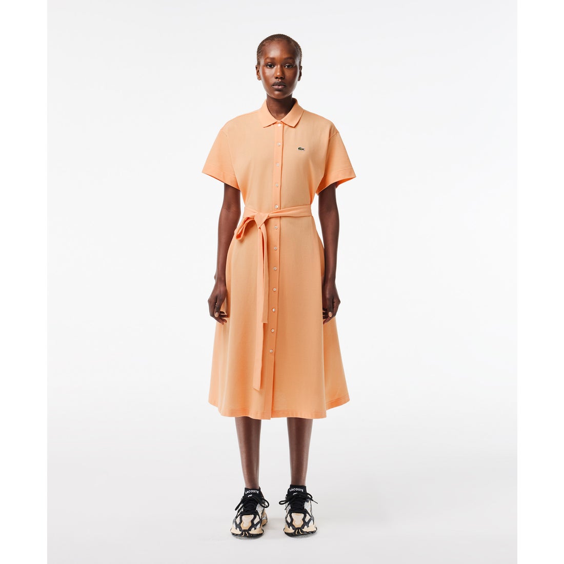 ラコステ LACOSTE 鹿の子地シャツドレス （ネイビー） - ファッション