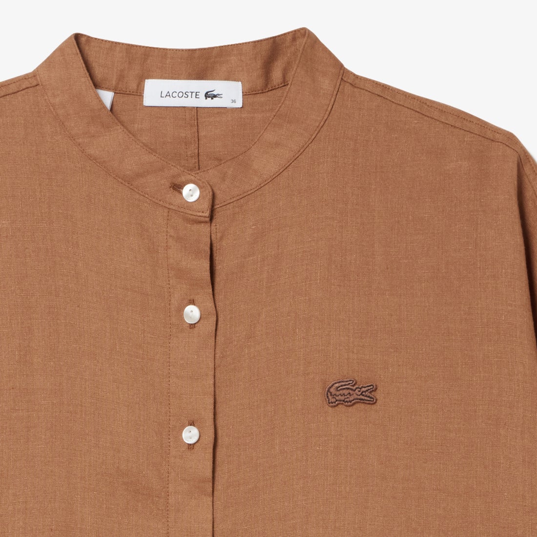 ラコステ LACOSTE リネンバンドカラーシャツ （ライトブルー 