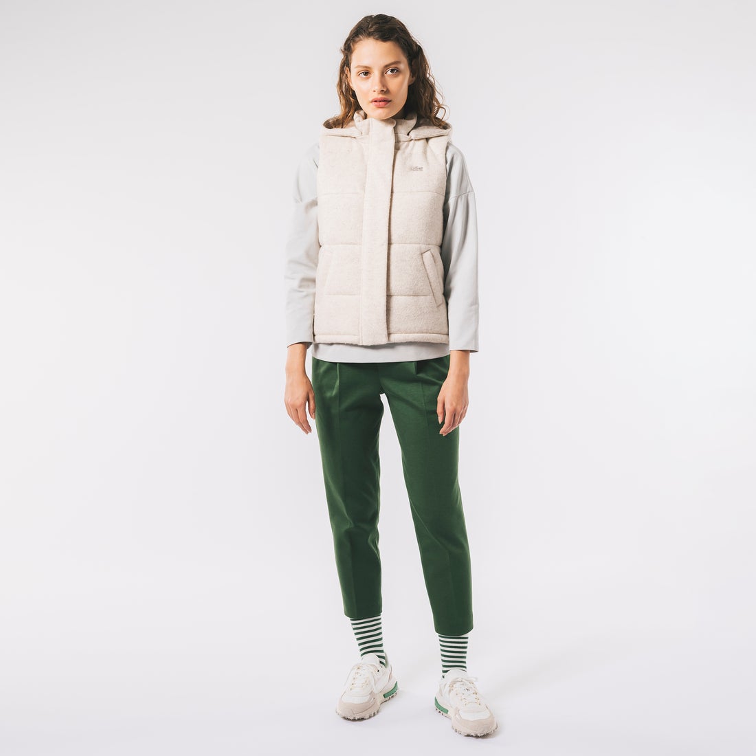 ラコステ LACOSTE ウールニット中綿ベスト （ネイビー 