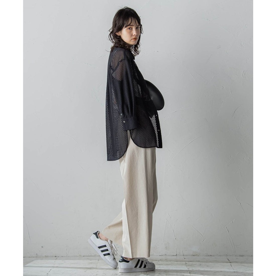 ラ エフ la.f… 【大きいサイズ】格子レースシャツ≪洗濯機で洗える 