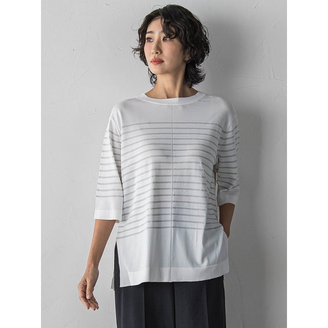 ボーダーTシャツニット （グレー系その他）