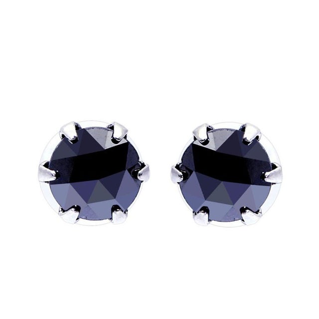 ピアス レディース メンズ プラチナ ブラックダイヤモンド 計0.5ct 一粒 Pt900 ローズカット 6本爪  le56-0016 （プラチナ）