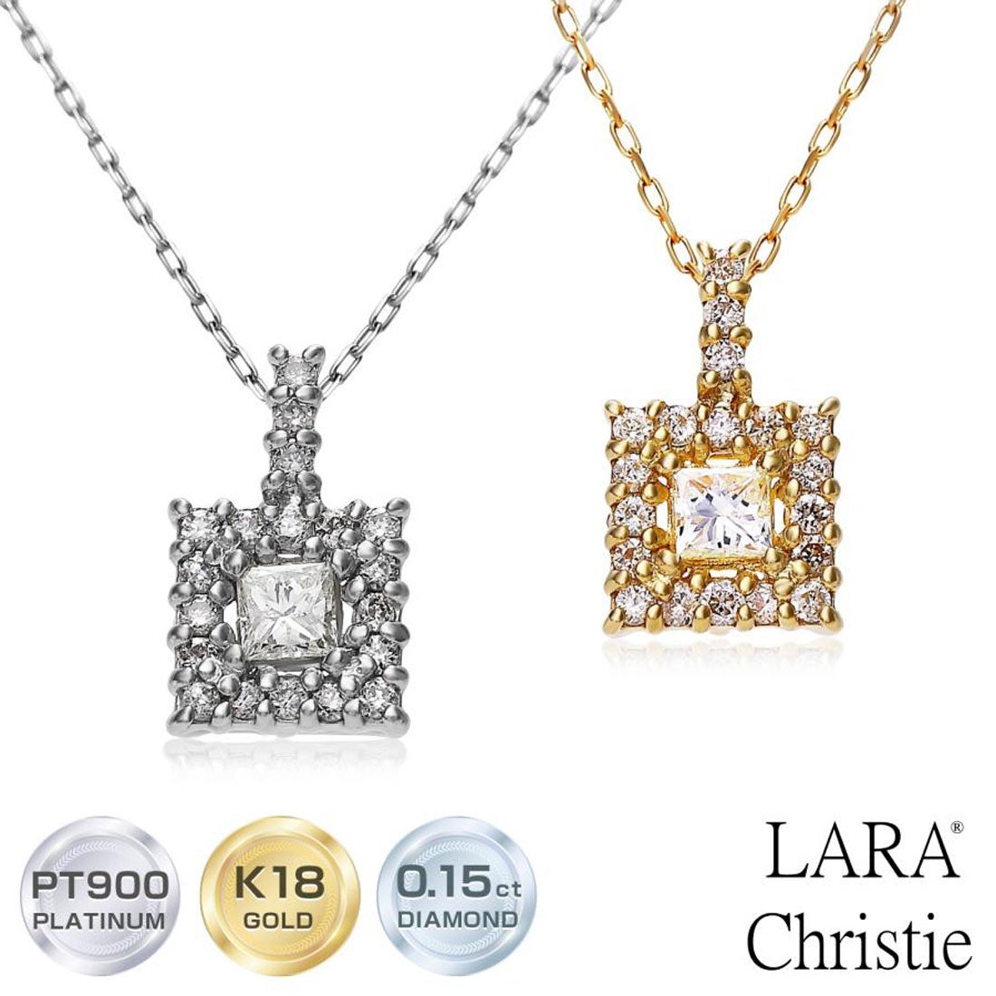 残り1点.K18 スマイル風デザインネックレス 0.17ct