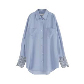 ラグナムーン LAGUNAMOON レースカフスシャツ （ブルー） -靴 