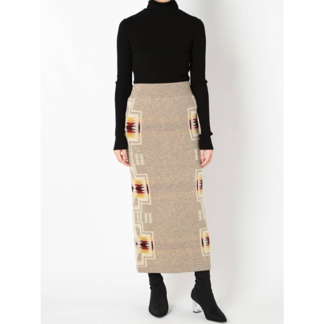 LAGUNAMOON 【PENDLETON】ニットタイトスカート （BLK） -ファッション