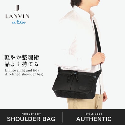 ランバン オン ブルー LANVIN en Bleu ショルダーバッグ メンズ 斜めがけバッグ 小さめ ブランド 大人 上品 ショルダー バッグ 横型 斜め掛け 肩掛け ファスナー 軽量 B5 撥水 フレーズ ショルダー小 527102 （クロ）｜詳細画像