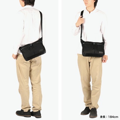 ランバン オン ブルー LANVIN en Bleu ショルダーバッグ メンズ 斜めがけバッグ 小さめ ブランド 大人 上品 ショルダー バッグ 横型 斜め掛け 肩掛け ファスナー 軽量 B5 撥水 フレーズ ショルダー小 527102 （クロ）｜詳細画像
