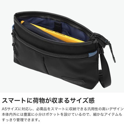 ランバン オン ブルー LANVIN en Bleu ショルダーバッグ メンズ 斜めがけバッグ 小さめ ブランド 大人 上品 ミニショルダー バッグ 横型 斜め掛け 肩掛け ファスナー 軽量 A5 撥水 フレーズ サコッシュ 527101 （クロ）｜詳細画像