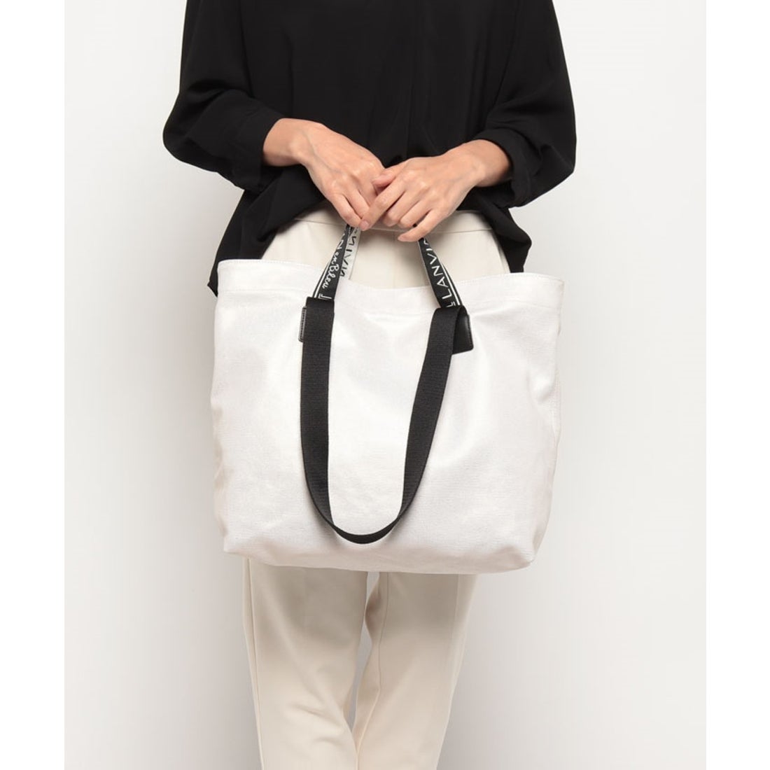 LANVIN en Bleu ダブル 2wayトートバッグ アイボリー -アウトレット 
