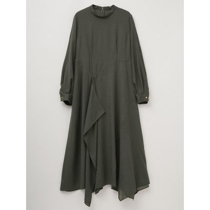 ウールビエラドレープワンピース （チャコールグレー）｜詳細画像