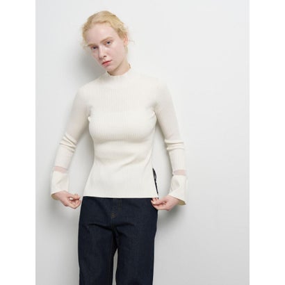 シアーポイントカフスリブニット （レッド）｜詳細画像