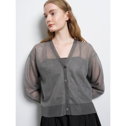 Vネックシアーカーディガン （ピンク）｜詳細画像