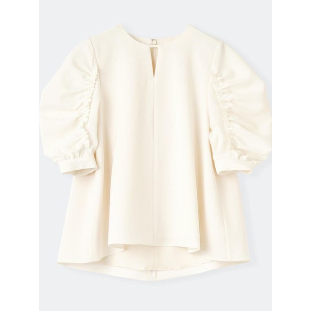 ドライポリエステルギャザースリーブブラウス （オフホワイト）