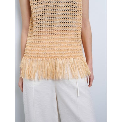 フリンジヘムノースリーブニット （オレンジ）｜詳細画像