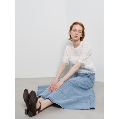 Lee×LANVIN en Bleuデニムフレアスカート （ネイビー）｜詳細画像
