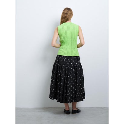 ランバン オン ブルー LANVIN en Bleu アイレットリブノースリーブニット （レッド）｜詳細画像
