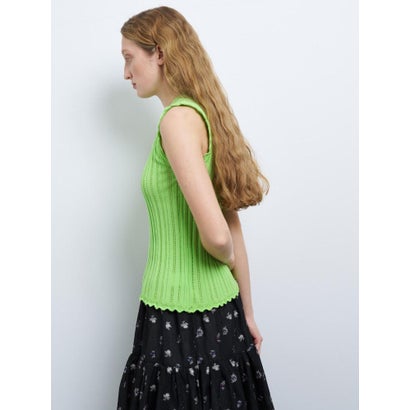 ランバン オン ブルー LANVIN en Bleu アイレットリブノースリーブニット （レッド）｜詳細画像
