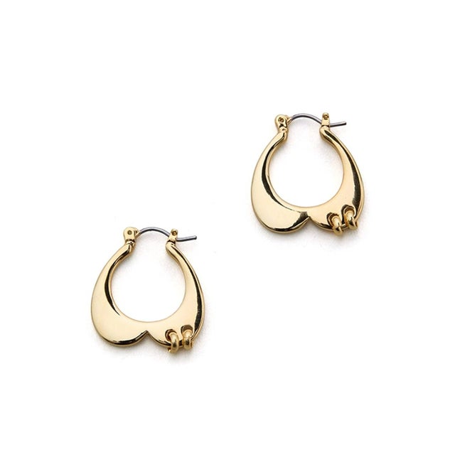 プレート ハート ピアスド イヤリングス（Plate heart pierced earrings） （ゴールド）