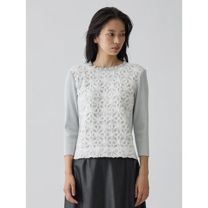ランバン コレクション LANVIN COLLECTION 14ゲージレースデザインニット （ライトピンク）｜詳細画像