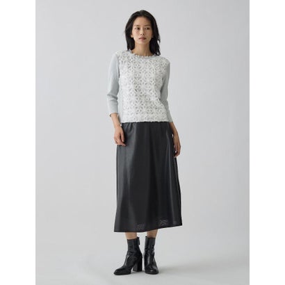 ランバン コレクション LANVIN COLLECTION 14ゲージレースデザインニット （ライトピンク）｜詳細画像