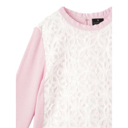 ランバン コレクション LANVIN COLLECTION 14ゲージレースデザインニット （ライトピンク）｜詳細画像
