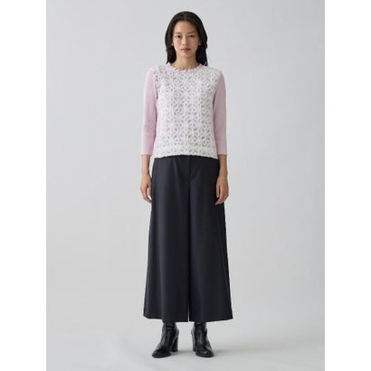 ランバン コレクション LANVIN COLLECTION 14ゲージレースデザインニット （ライトピンク）｜詳細画像