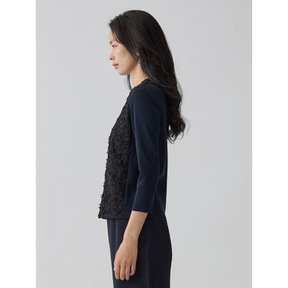 ランバン コレクション LANVIN COLLECTION 14ゲージレースデザインニット （ライトピンク）｜詳細画像