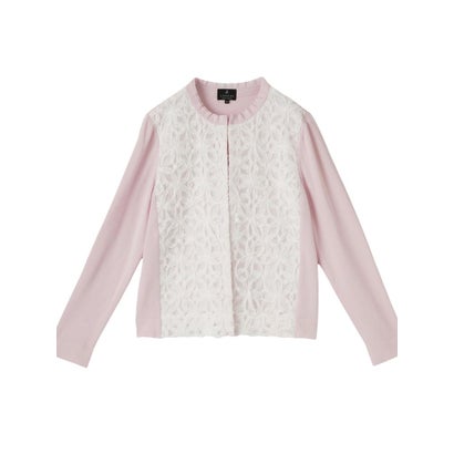 ランバン コレクション LANVIN COLLECTION 16ゲージレースデザインカーディガン （ライトピンク）｜詳細画像