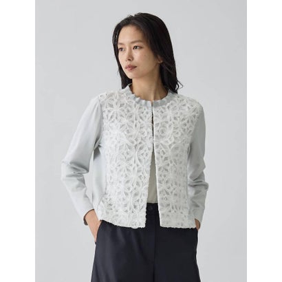 ランバン コレクション LANVIN COLLECTION 16ゲージレースデザインカーディガン （ライトピンク）｜詳細画像