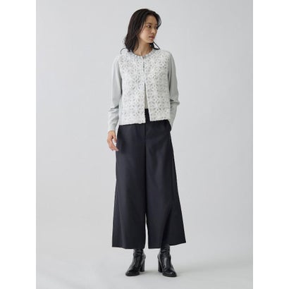 ランバン コレクション LANVIN COLLECTION 16ゲージレースデザインカーディガン （ライトピンク）｜詳細画像