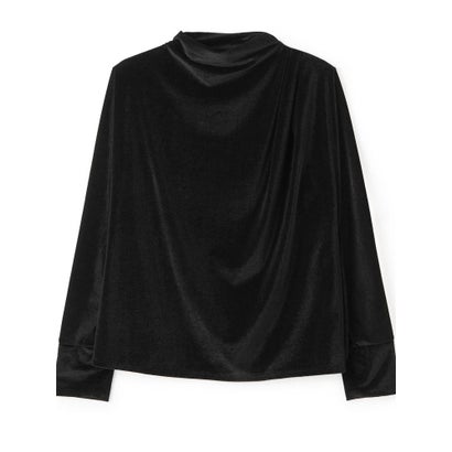 ランバン コレクション LANVIN COLLECTION シアーベロア タックスリーブトップス （ブラック）｜詳細画像